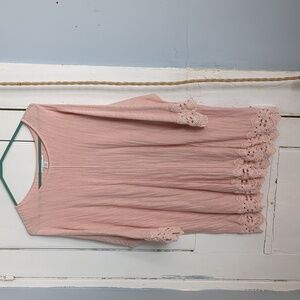 Coldwater Creek 3/4 Batwing Sleeve Embroidered Waist and Sleeves Peach